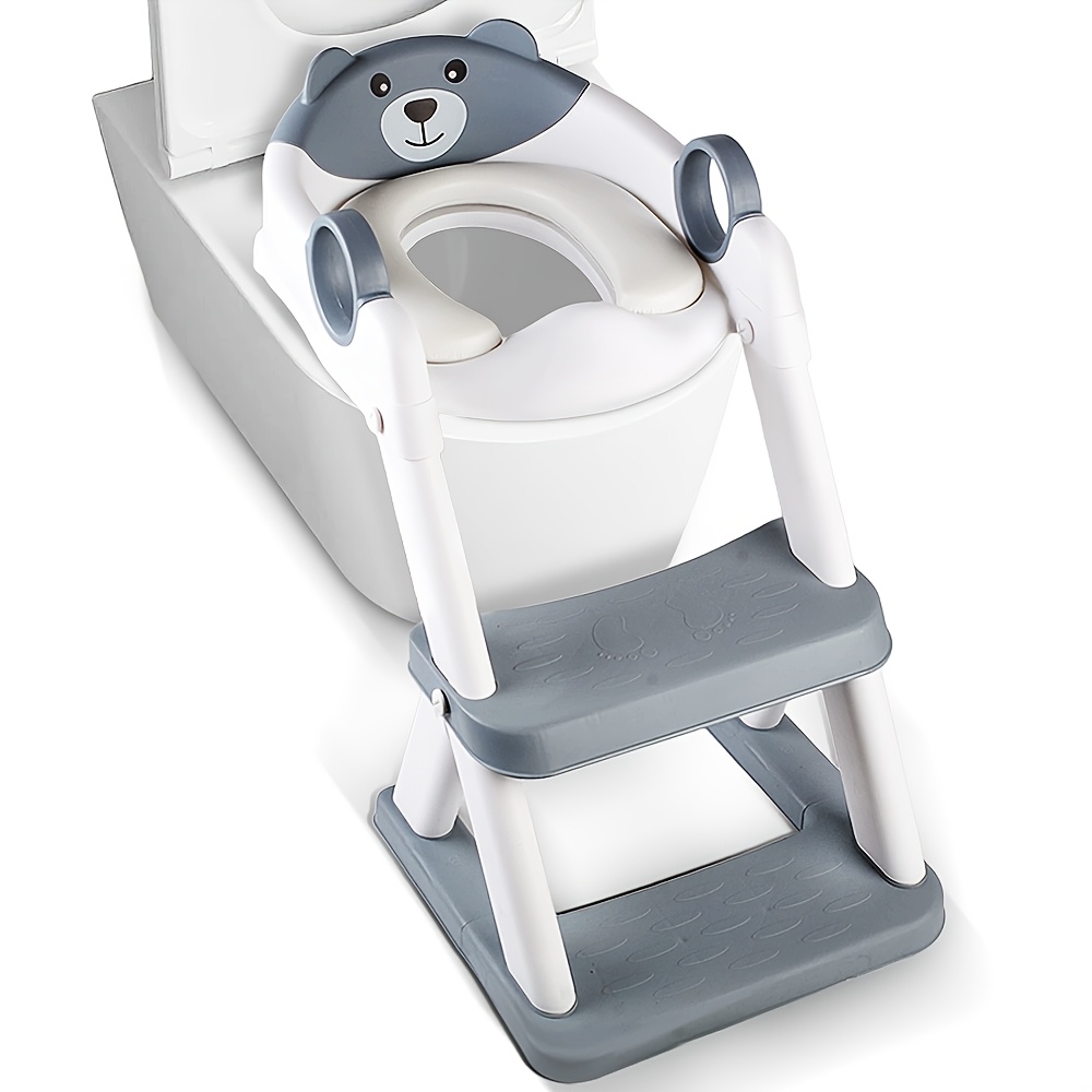 2-in-1 Children's Toilet Seat With Ladder And 6-fold Height Adjustment, Non-slip Footrest, Folding Pot Trainer With Protective Sheet, Toilet Ladder For Children, Children's Toilet Seat