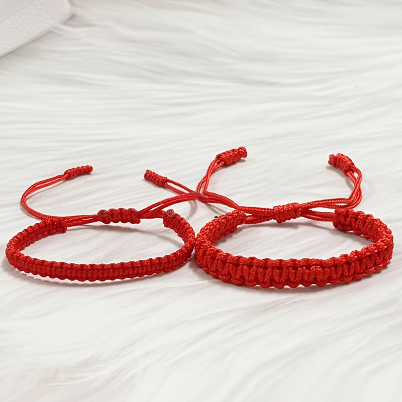 Red and Black Adjustable Friendship Bracelet, Couple Style
