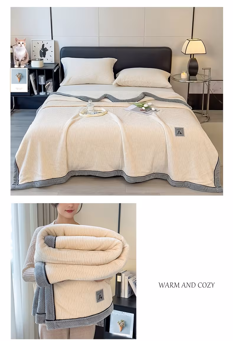 1pc traditional style reversible carved velvet throw blanket friendly warm thick knitted for autumn winter multipurpose polyester 100 quilted blanket for nap sofa office machine washable solid pattern space theme 450 500gsm Product details 9