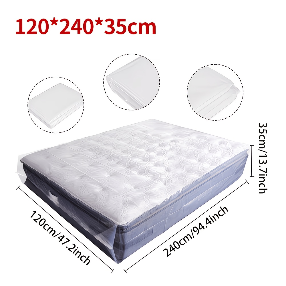 Image of 1 Durable Mattress Plastic Bag, 0.08mm Thick, Transparent Pe Material, In Sizes 47.24x94.49 Inches / 70.87x94.49 Feet, Ideal For Bedroom Storage And Moving Mattress Storage Bags