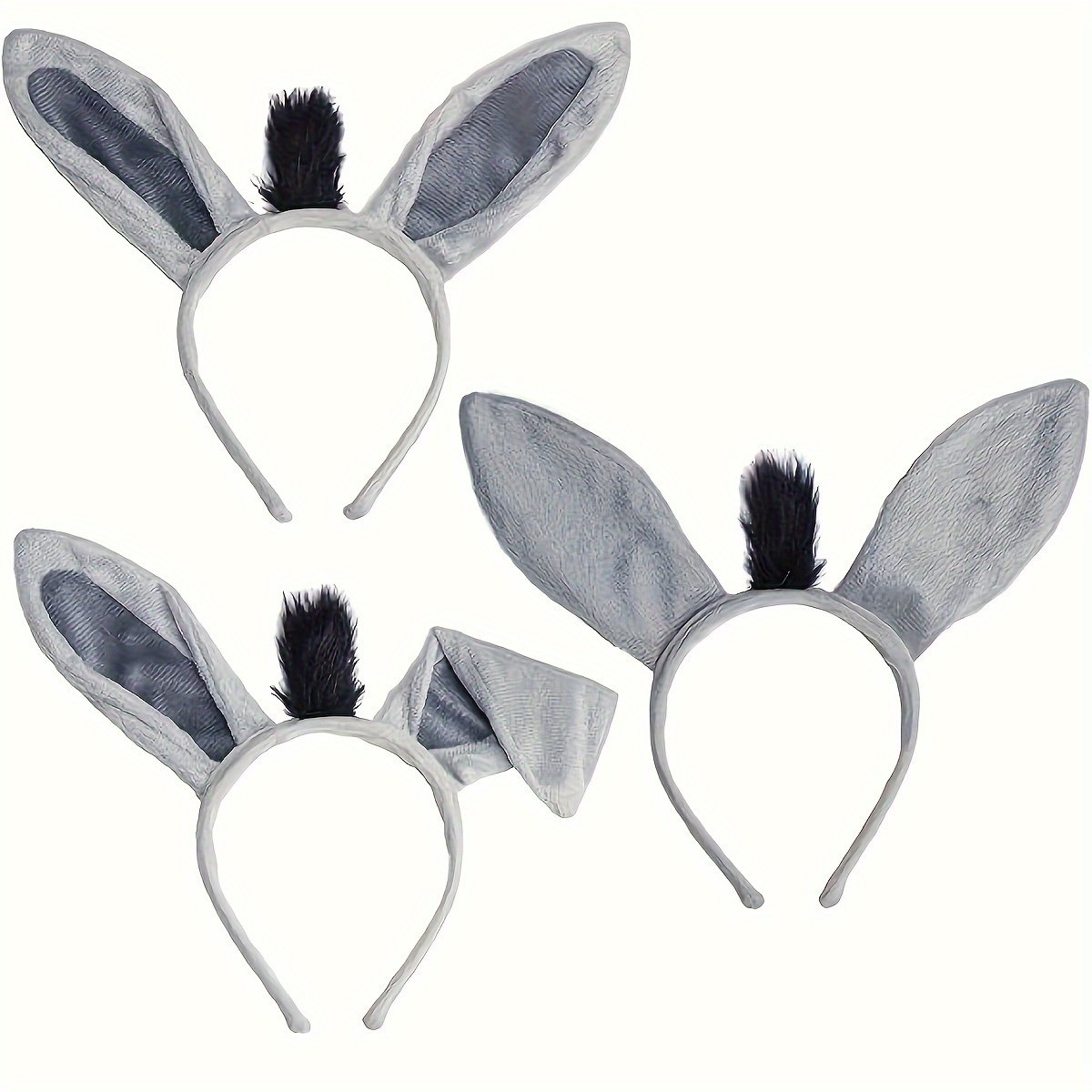 ATSNOSH - Set De 4 Accesorios Disfraz De Burro: Orejas, Cola, Nariz Y Pajarita, Talla Elástica Para Niños Y Adultos, Ideal Para Halloween Y Carnaval