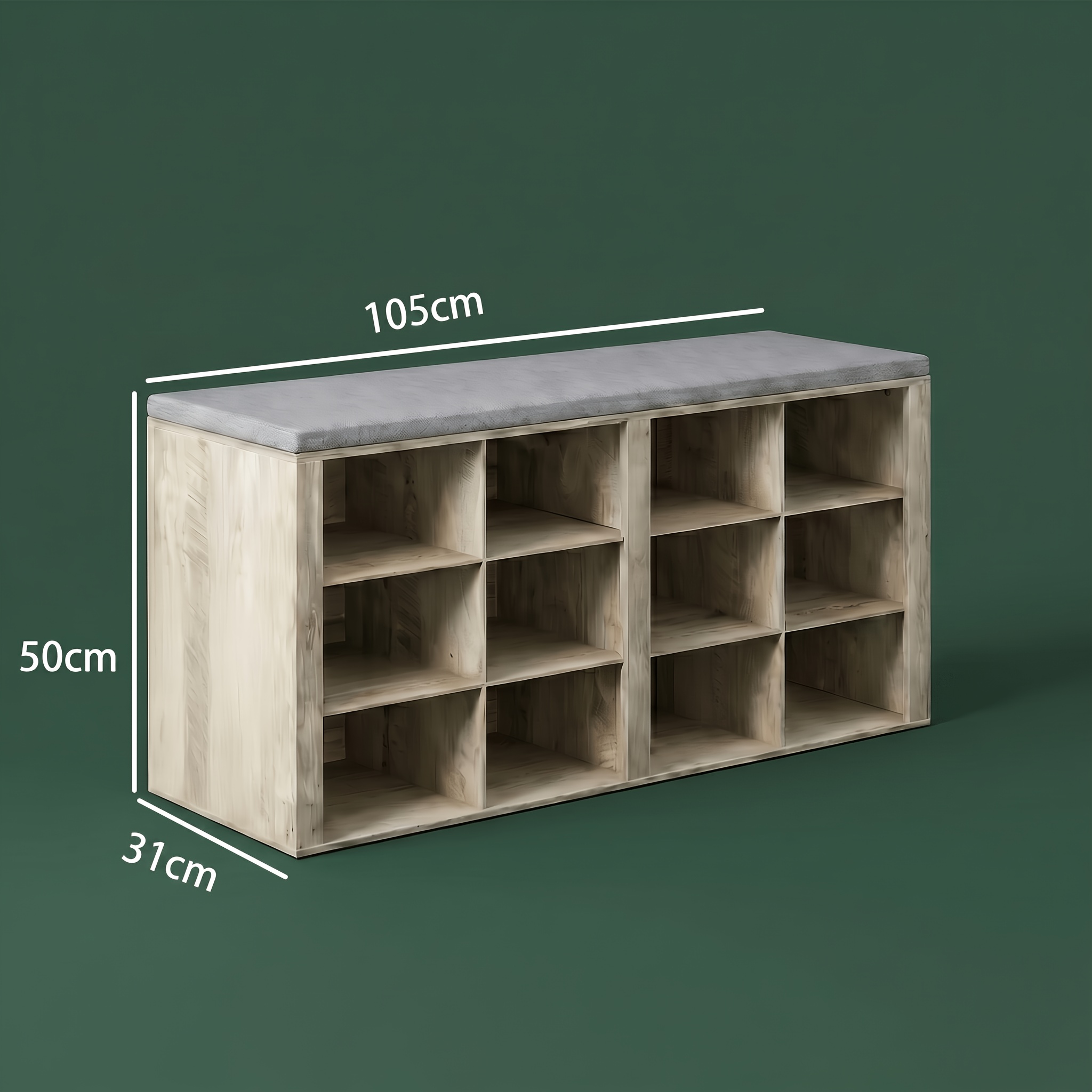 106cm Wide Shoe Storage Bench, 50cm Comfortable Seat Height, 12 Compartments For Shoe Storage, Adjustable To Long Boots, And The Seat Cushion Is Washable