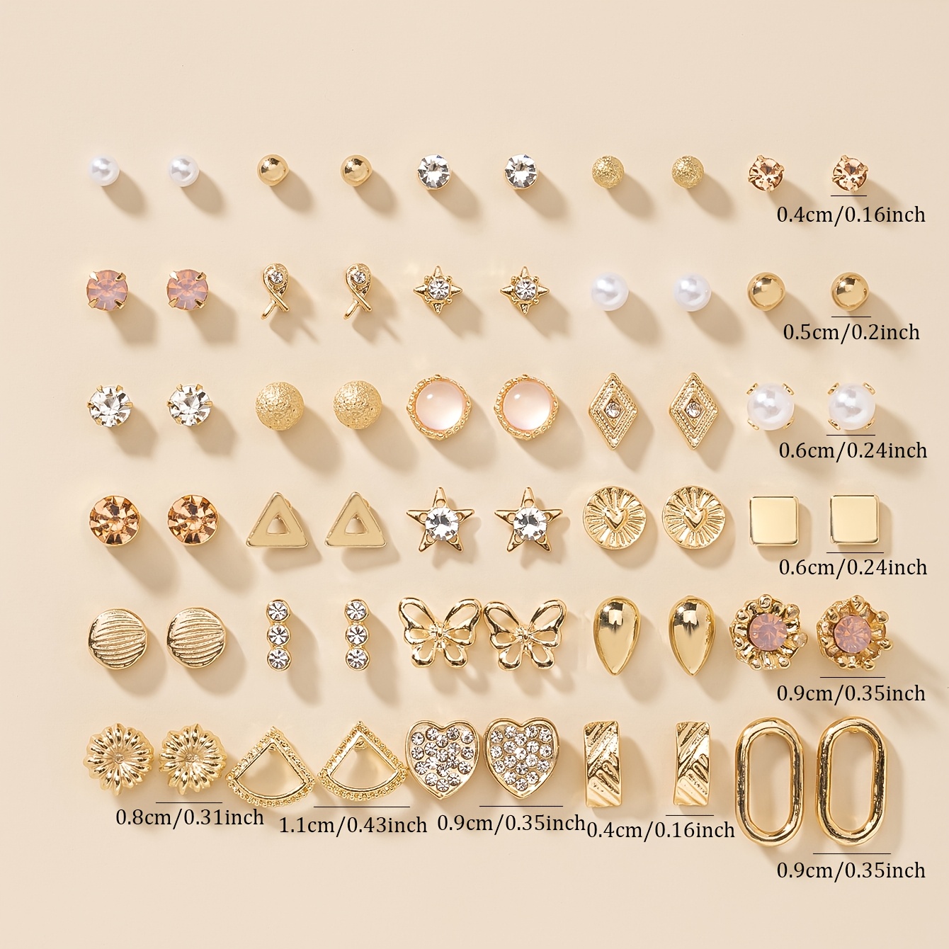 30 Pairs Pack Ladies Butterfly Heart Earrings