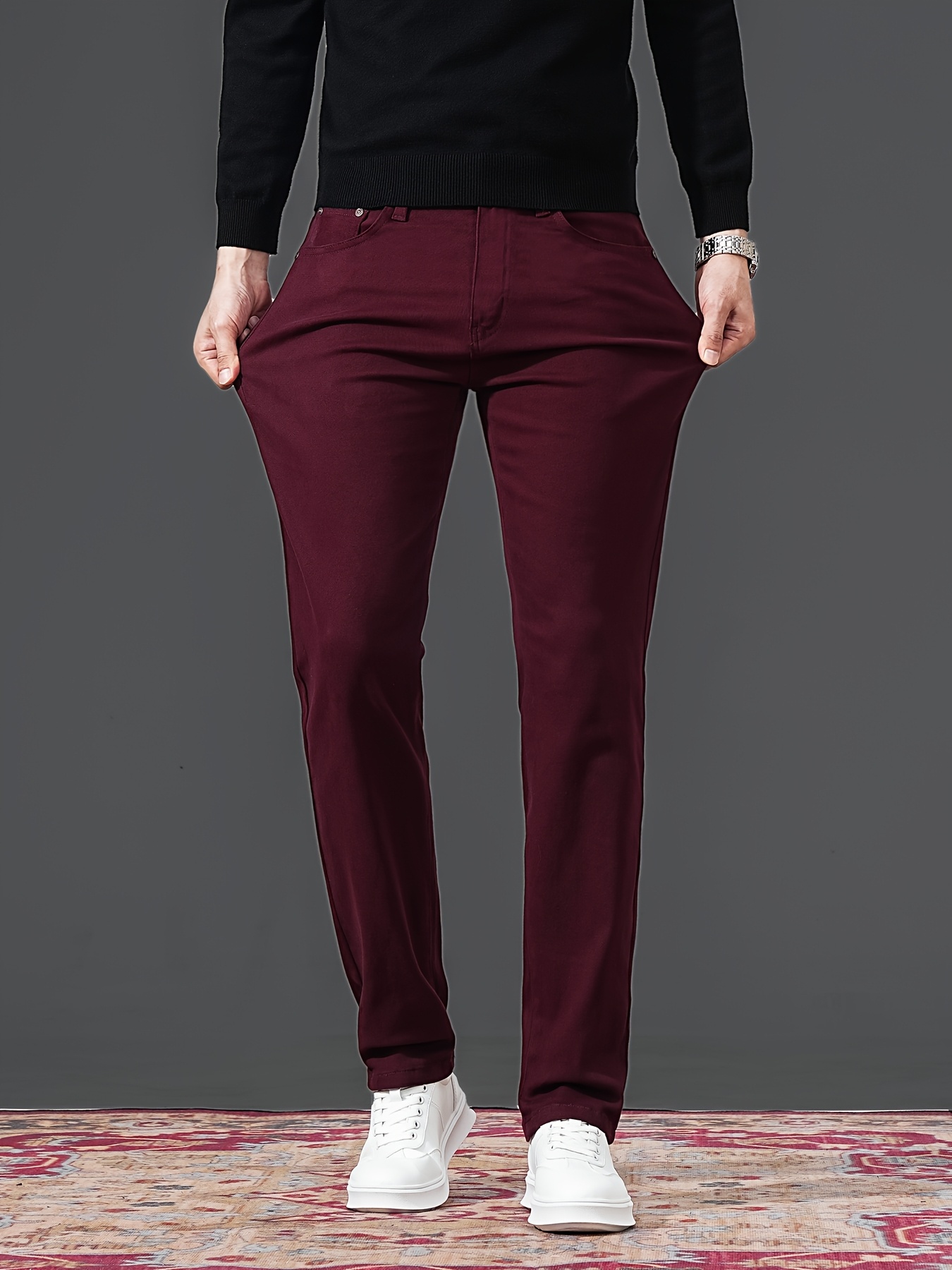 burgundy dress pants men Men Elegant Burgundy Wedding Pant Office Formal Wear Trouser Gift for Men  Burgundy Trousers Groomsmen Gift