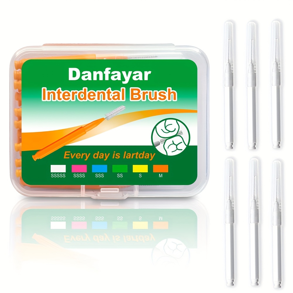 Danfayar 24-pack Interdental Brushes, Dental Cleaning Brushes For Teeth And Braces, Disposable Toothpick Brushes