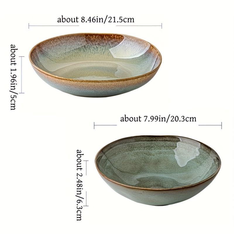 2pcs Special-shaped Hat Bowl 8-inch Irregular Kiln- Ceramic Vegetable Bowl 8-inch Ceramic Deep Plate Special-shaped Salad Plate Pasta Plate Fruit Plate