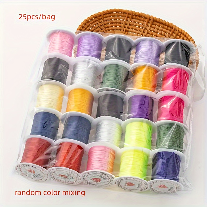 

25 Rolls Beading Elastic Cords & Threads, 10m Per Roll, 0.8mm Thick, Random Mixed Colors For Diy Jewelry Making, Bracelets, Necklaces, And Accessories - Durable And Stretchy Bouncy Material