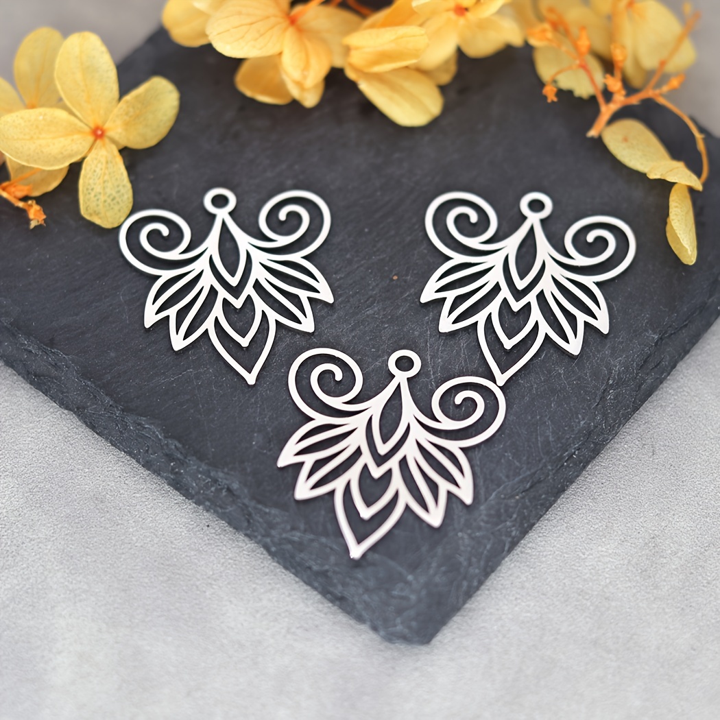 Image of 3pcs Exquisite Spiral Flower Metal Stainless Steel Pendant Charms For Jewelry Making Bracelets Earrings Diy Materials