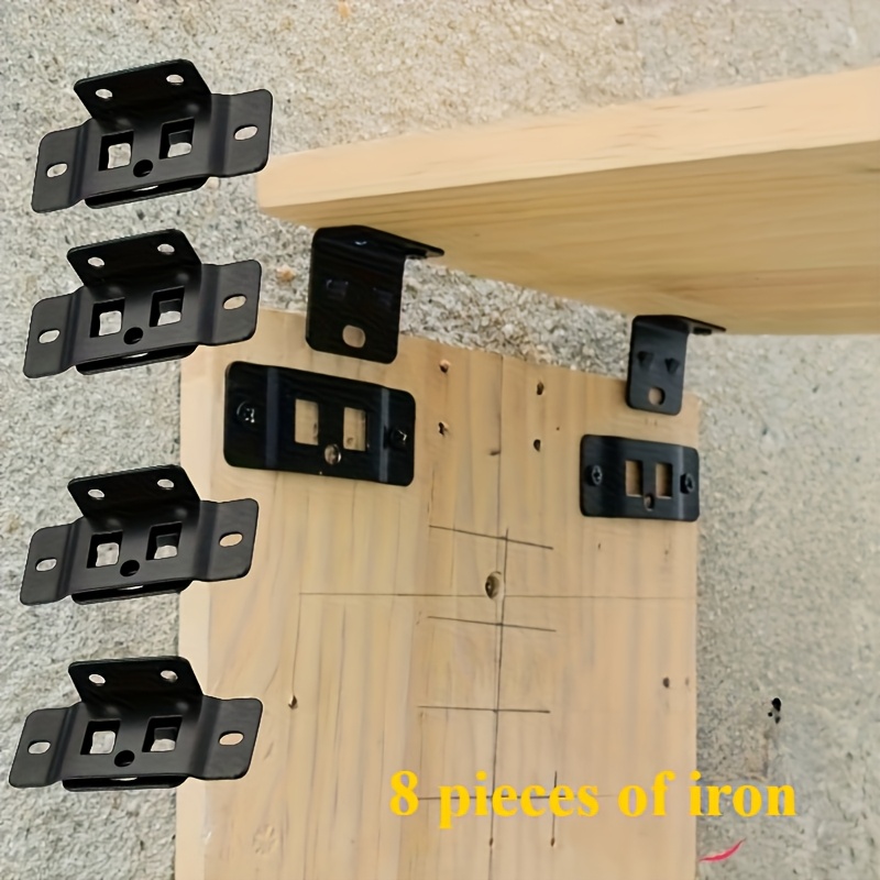 8pcs set of metal fixing   two in one inserts furniture laminate l shaped 90 degree connectors thickened bracket home decoration hardware   oxide end
