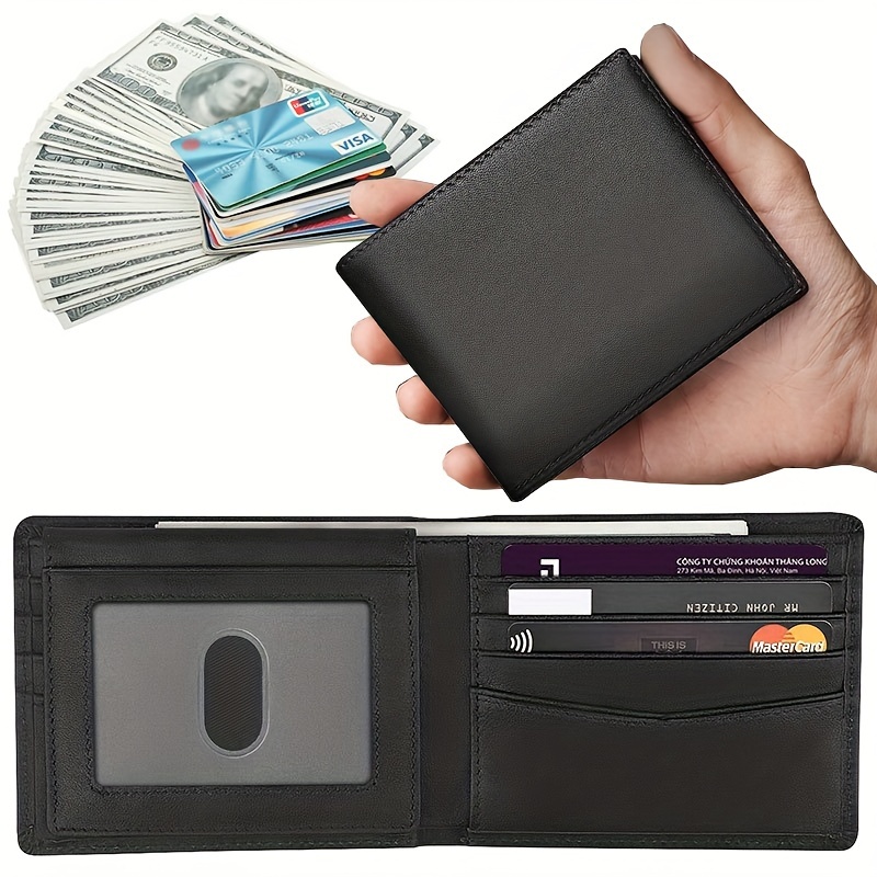 

Premium Men's Bifold Leather Wallet - Advanced Rfid Blocking Technology - Secure 2 Id Window - Compact Wallet For Everyday Use