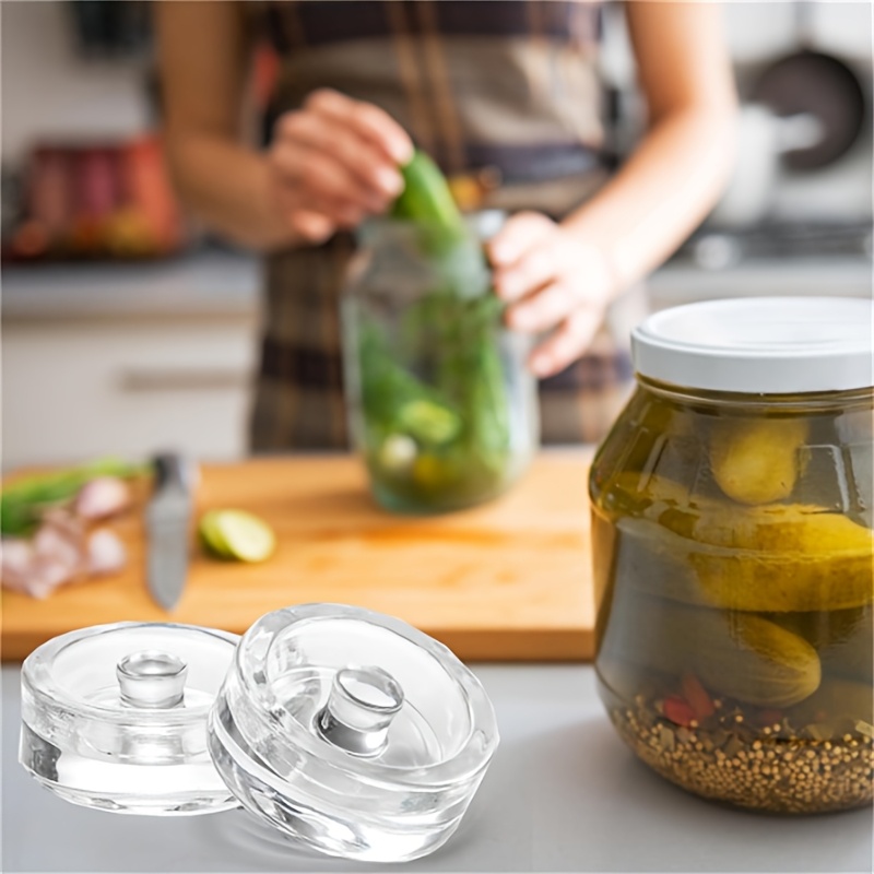 heavy glass fermentation weights   with an easy to grip handle and a large mouth mason jar lid food grade suitable for home kitchens and breweries details 7