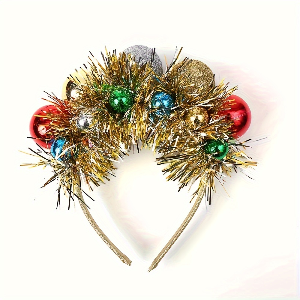 

Elegant & Cute Christmas Glitter Headband Set - Festive Party Hair Accessories For Women, Non-feathered