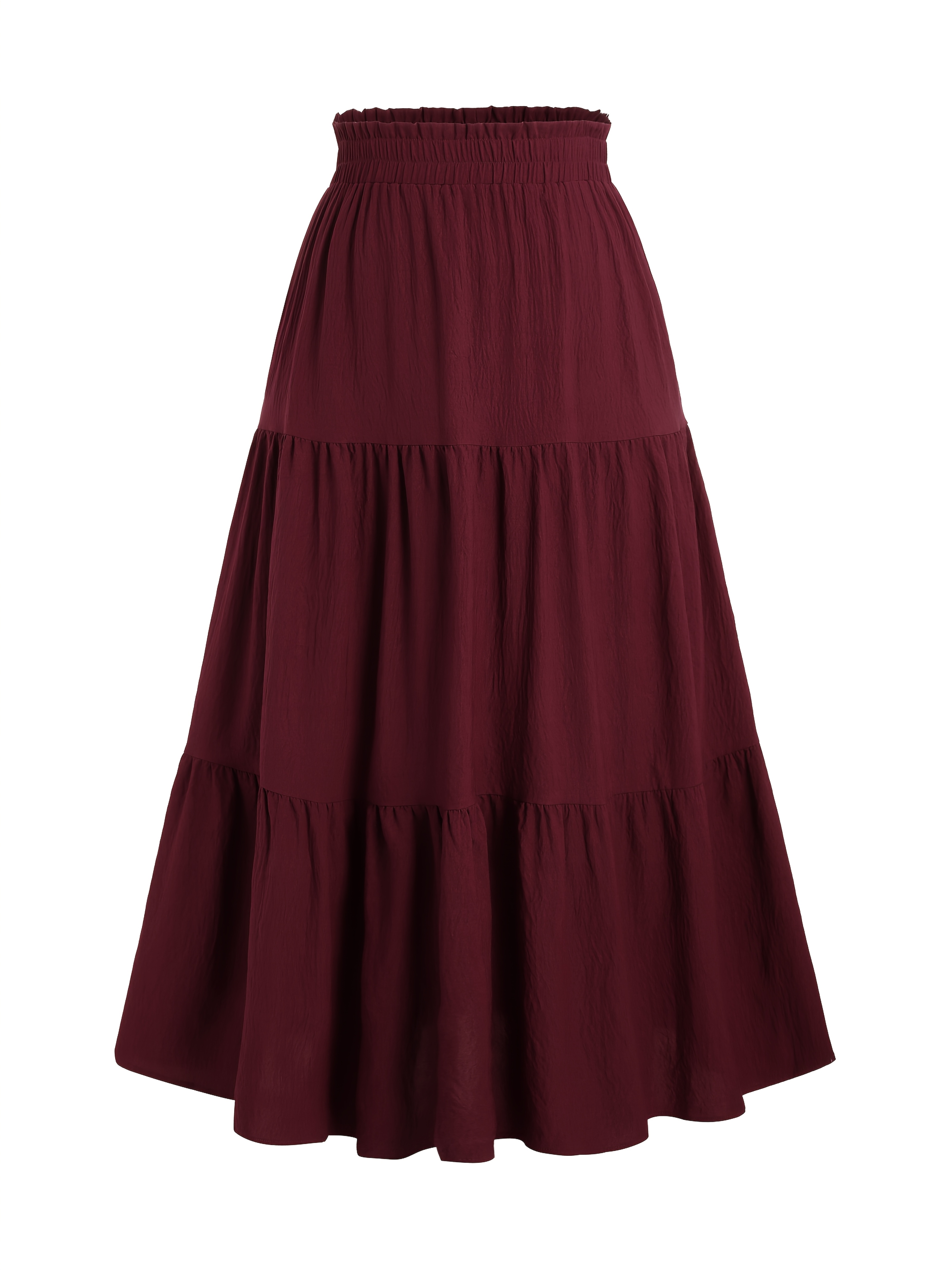 item picture plus size plus size     a line skirt with an elastic waistband in solid color