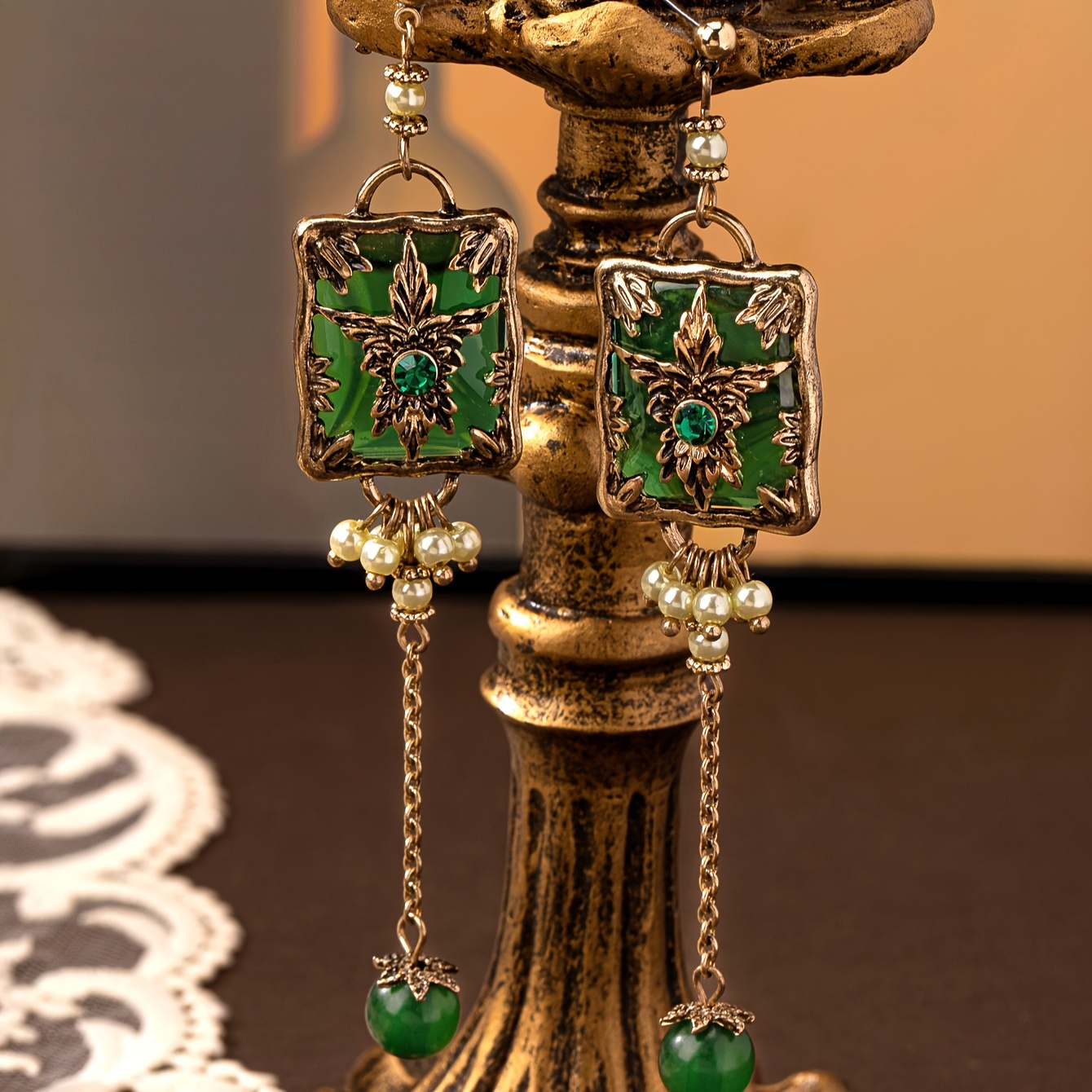 Image of 1 Pair Western European Fashion Elegant Square Tassel Drop Style Long Earrings Suitable For Women' Holiday Vacation Party Dress Banquet Wear Mom Friend Gift Jewelry Accessory