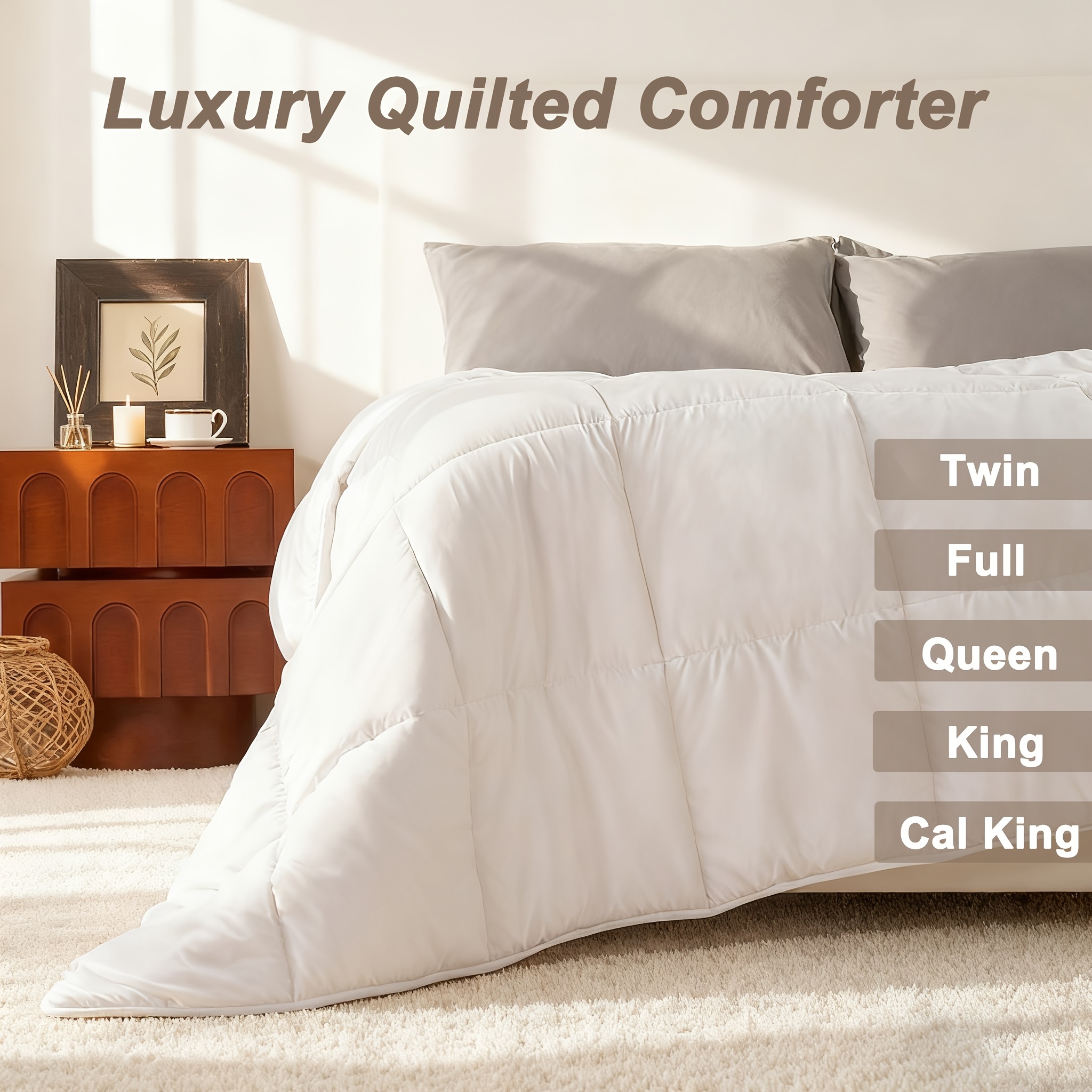 TEMU 1pc Luxury Quilted Comforter - Heavyweight 7d Fiber Fill, Non-shedding Bedspread, Machine Washable - Twin/full/queen/king/california King - For