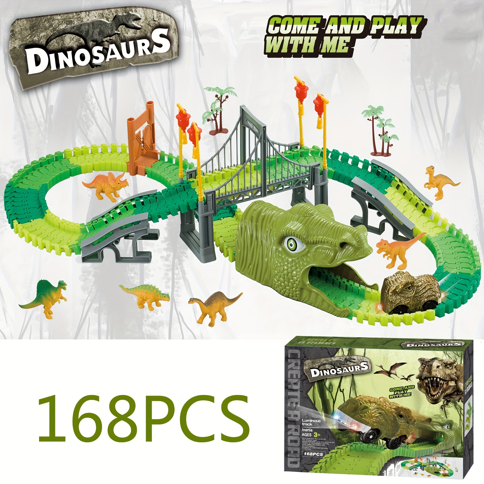 Camion jouet dinosaure pour enfants 3-7 avec lumières clignotantes, musique  et son rugissant, jouets de dinosaures 10 en 1 pour garçons et filles, 3  voitures de dinosaures à reculons, 6
