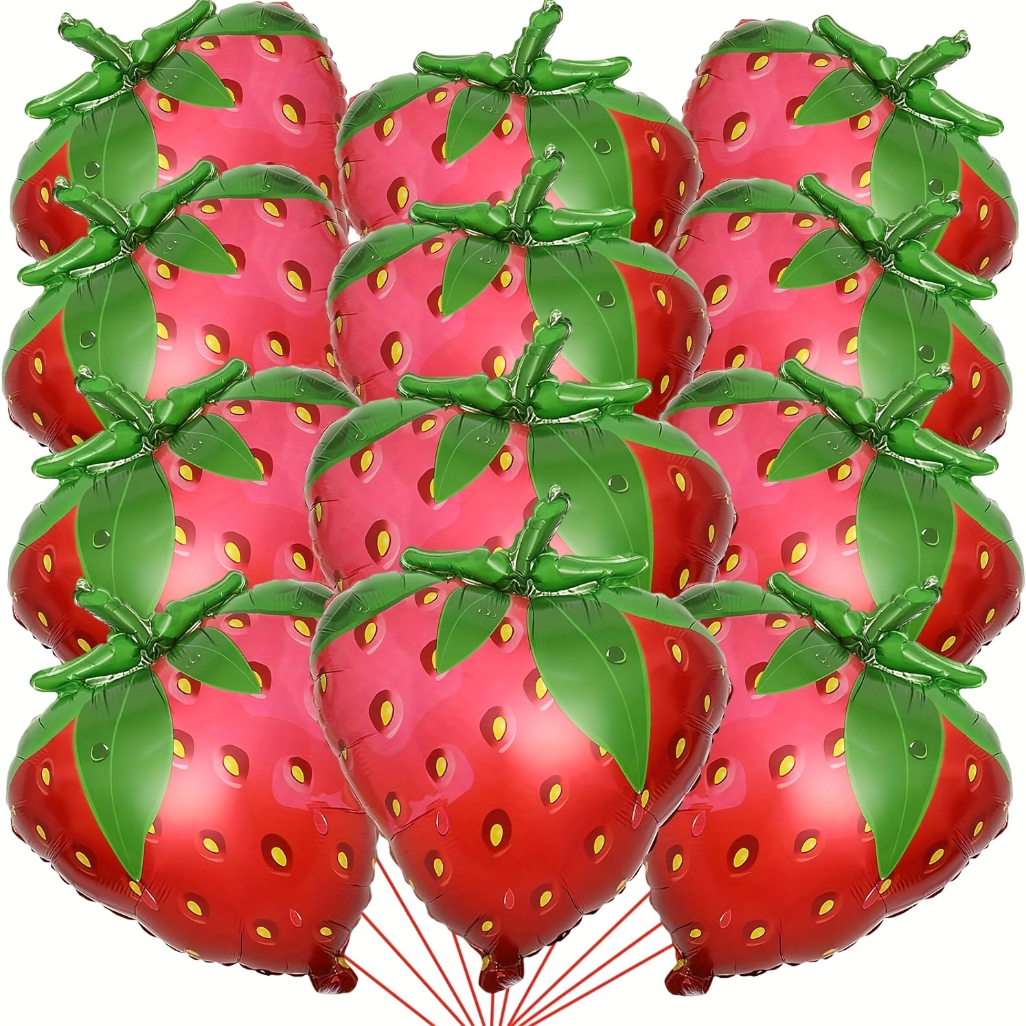 

12pcs Strawberry Fruit Balloon Party Aluminum Film Decoration Package Banquet Background Scene Wall Atmosphere Layout Props Wedding Birthday Party Balloon Dress Up