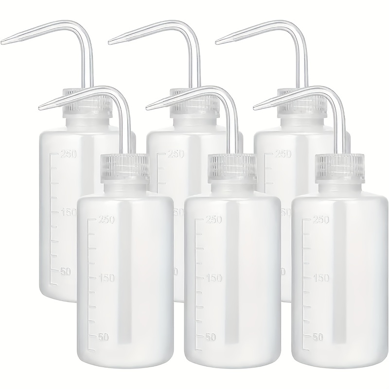 TEMU Lot de 6 bouteilles à presser en plastique LDPE de 250 ml avec becs étroits et étiquettes graduées - durable et pour une mesure précise des ,