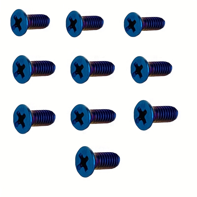 TEMU 10pcs Motorcycle Screws M4*10mm Cylinder Cover Cross Stainless Steel Screws Blue -plated Countersunk Screws