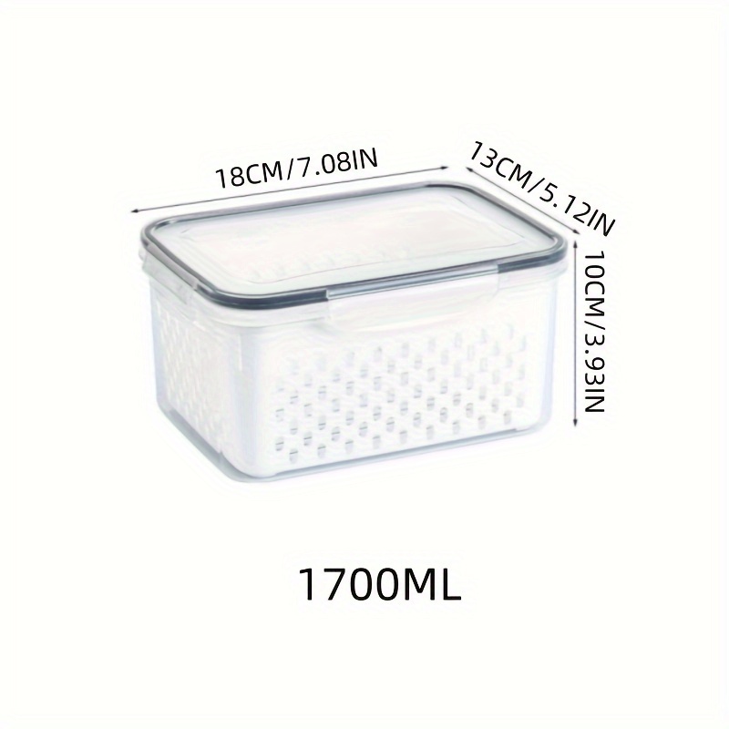 TEMU 1pc Produce - Bpa-free Fruit Storage Container Drain Colander And Airtight Lid For Fridge - -use Wash And Store Berry, Vegetable Box For Refrigerator