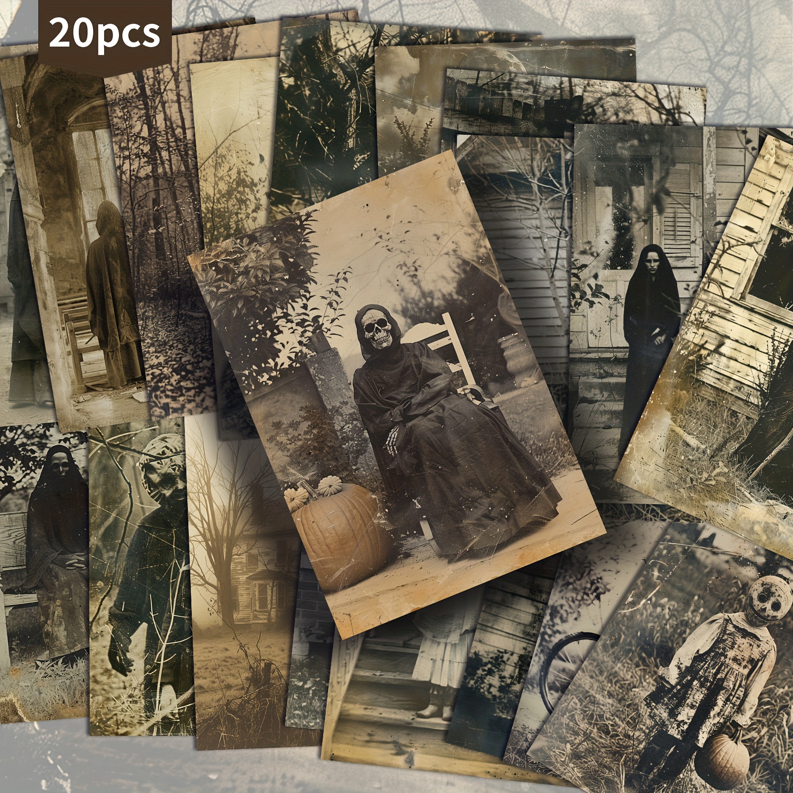 TEMU 20-pack ASSTSS Vintage Skräck Haunted House Fotokort - Spöklik Hus, , Haunted House - 4x6 Tum Scrapbooking Kort för Junk , Halloween