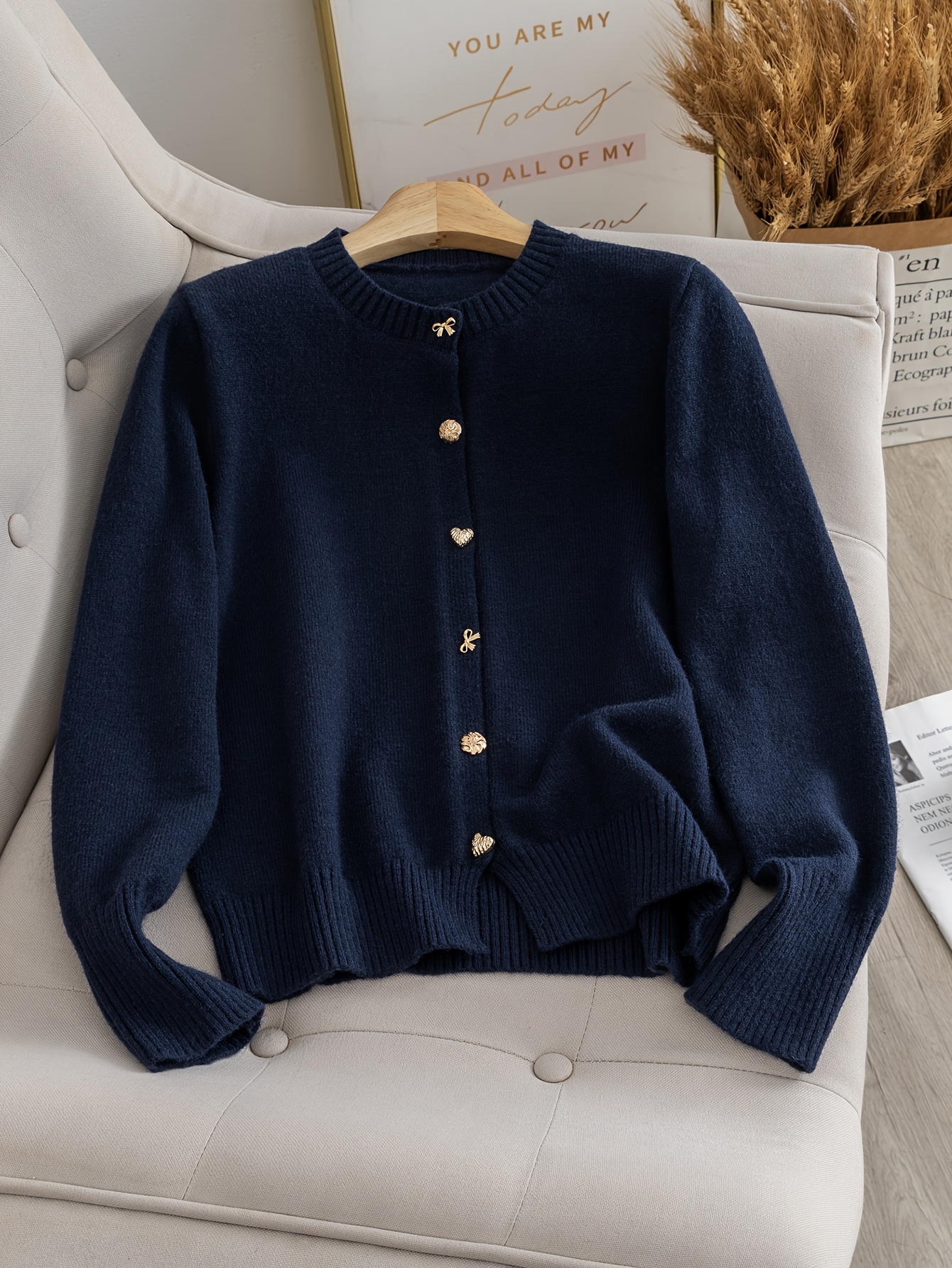 Womens Navy Cardigan Australia Navy Silk Cotton 3/4 Sleeve Crop