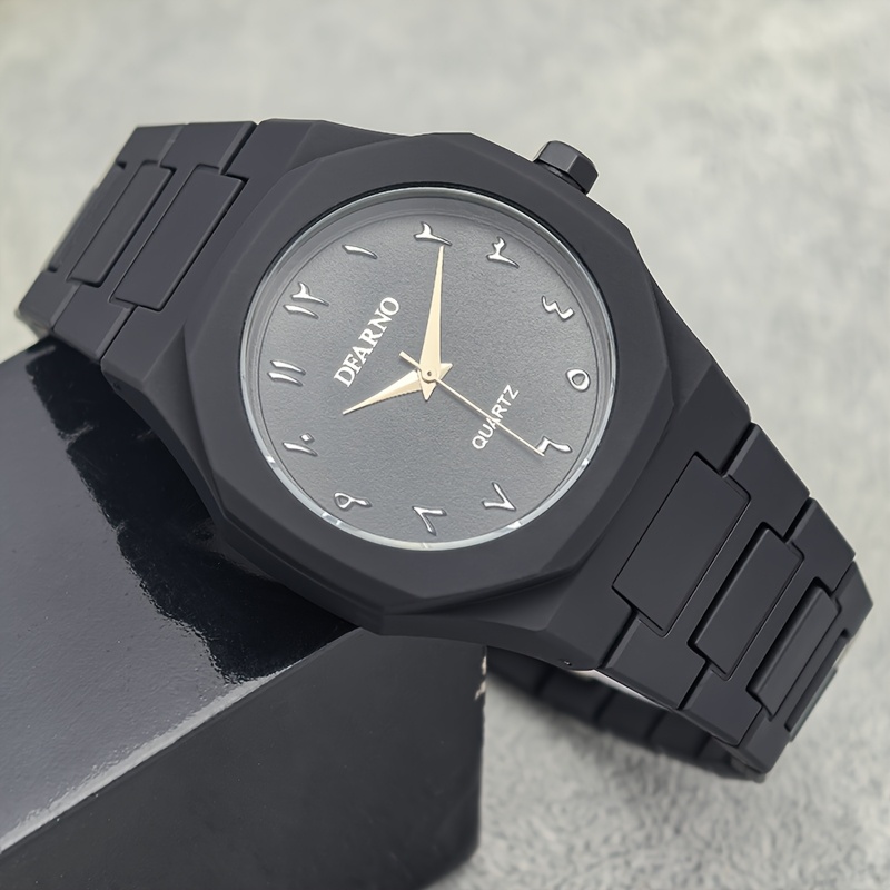 mens minimalist quartz watch with black arabic dial polygonal design durable silicone strap battery powered   fit for casual formal wear   gift for father s day graduation   everyday   sleek   clear visibility batteryoperated   contemporary style  able strap professional accessory Product details 3
