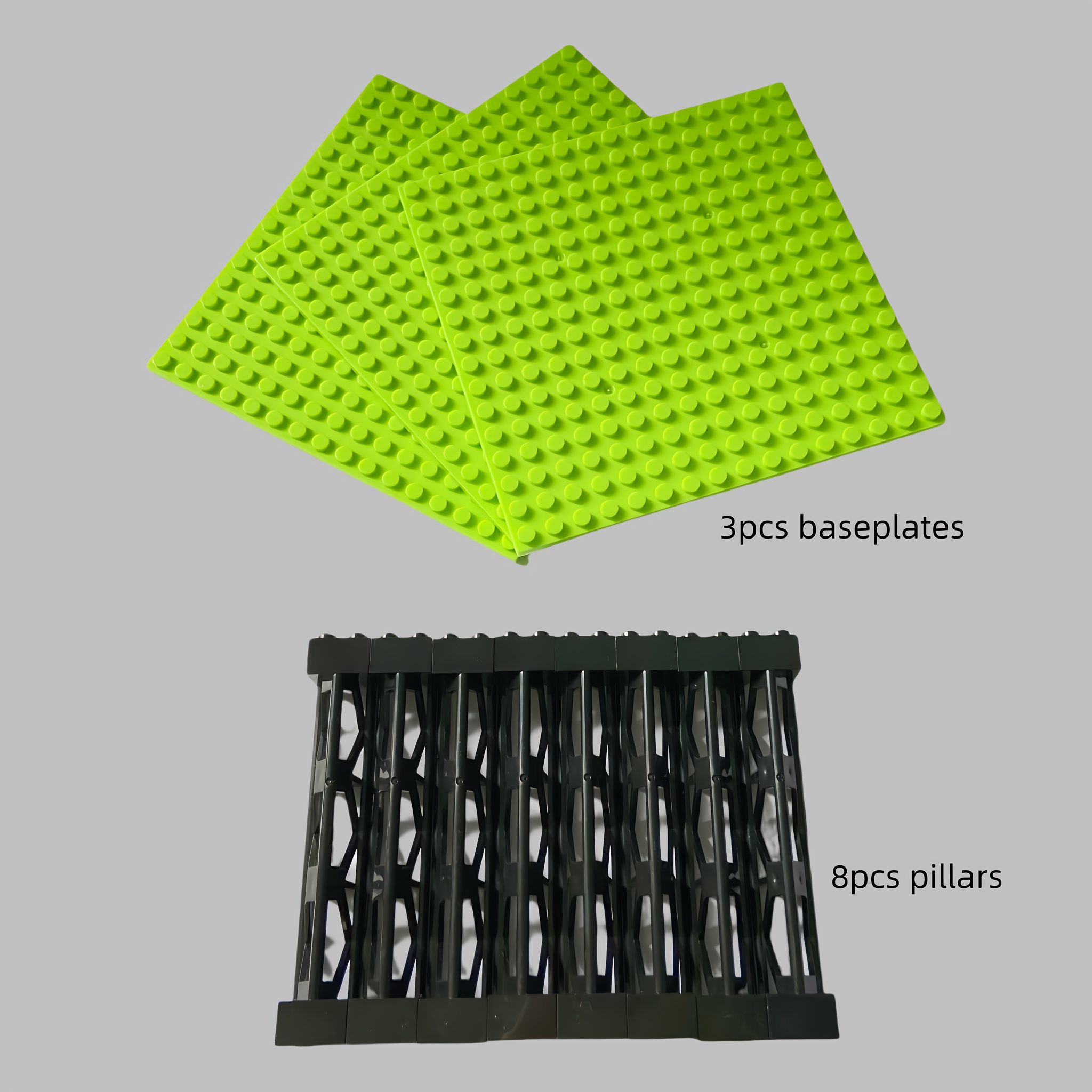 3pcs Baseboards And 8pcs Pillars Building Blocks Moc Toys 16*16 Dots Baseboard Watchtower Construction Display Rack Multi Scene Construction Practical Blocks Additions Creative Decoration Gifts
