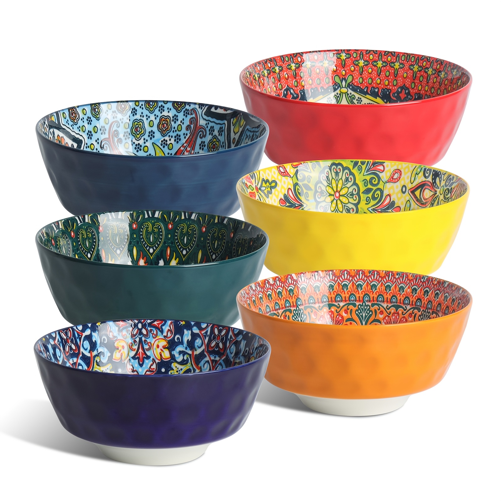 TEMU Cereal Bowls Set Of 6, 26 Oz Ceramic Soup Bowls For Kitchen, 6.4 Inch Serving Bowls For Oatmeal, Salad, Pasta, Dessert - Microwave & Dishwasher Safe