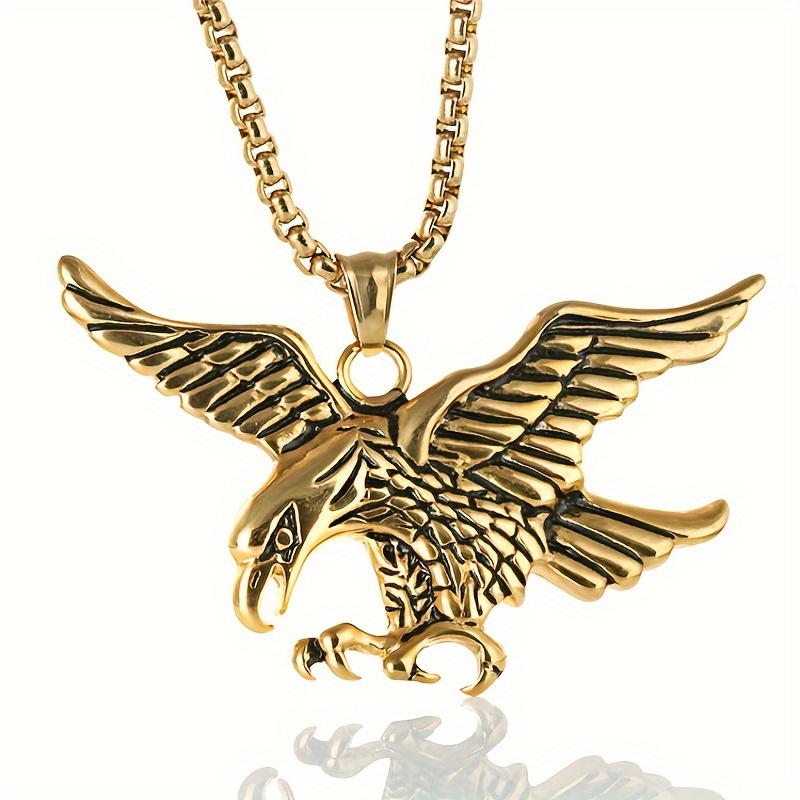 

Men's Spread Wings Eagle Pendant Necklace, Hip Hop Style Necklace