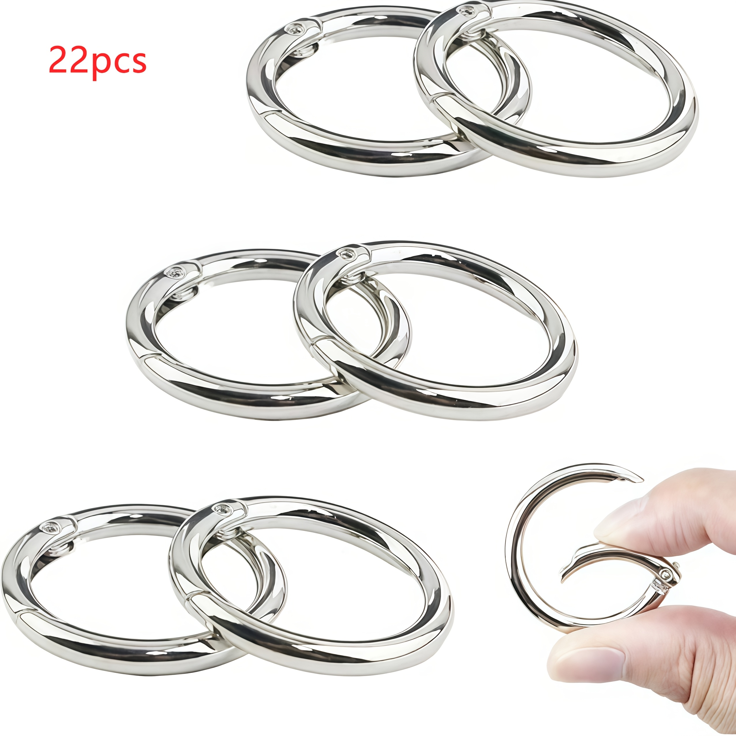 TEMU 22 piezas [32.5 mm/1.28 in] Hebillas de grandes, mosquetones, llaveros, adecuados para accesorios de manualidades DIY, accesorios de ferretería,