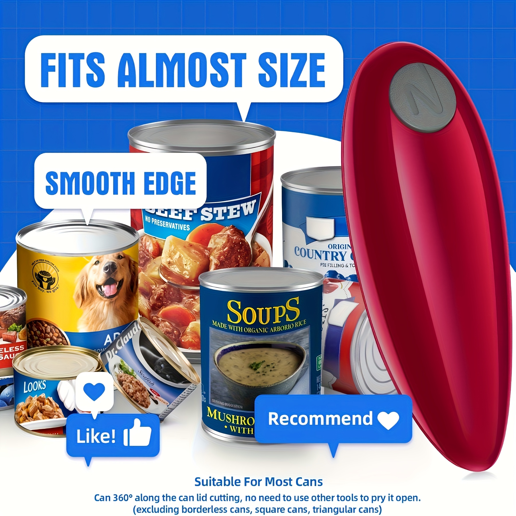 TEMU [ Automatic Can Opener] Electric Can Opener, Automatic Can Opener With , Battery Operated Handheld Can Opener For All Can Sizes, Best Kitchen