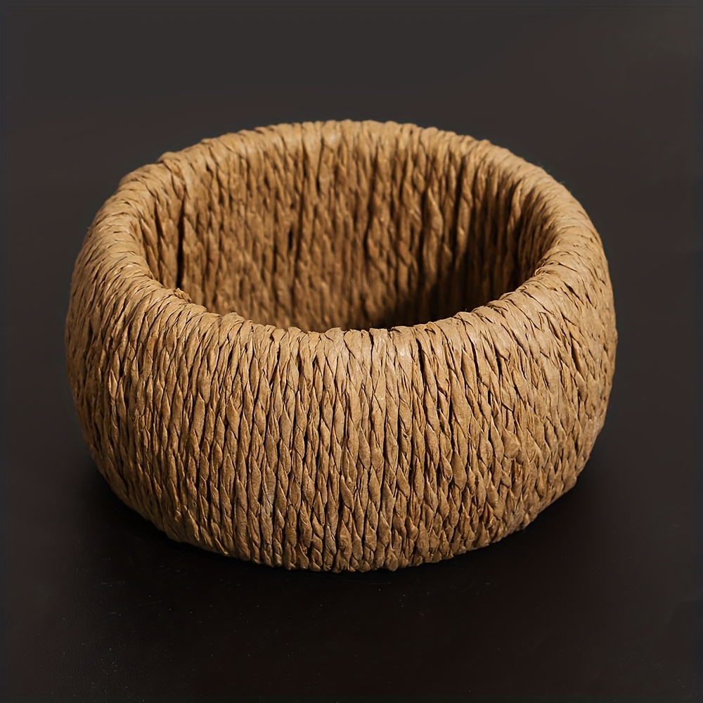 E-shop 1 Stück Damenmode Gewebtes Raffia Armband Vintage Ethnische Stil Rundes Armreif Weibliche Sommer Strandurlaub Zubehör