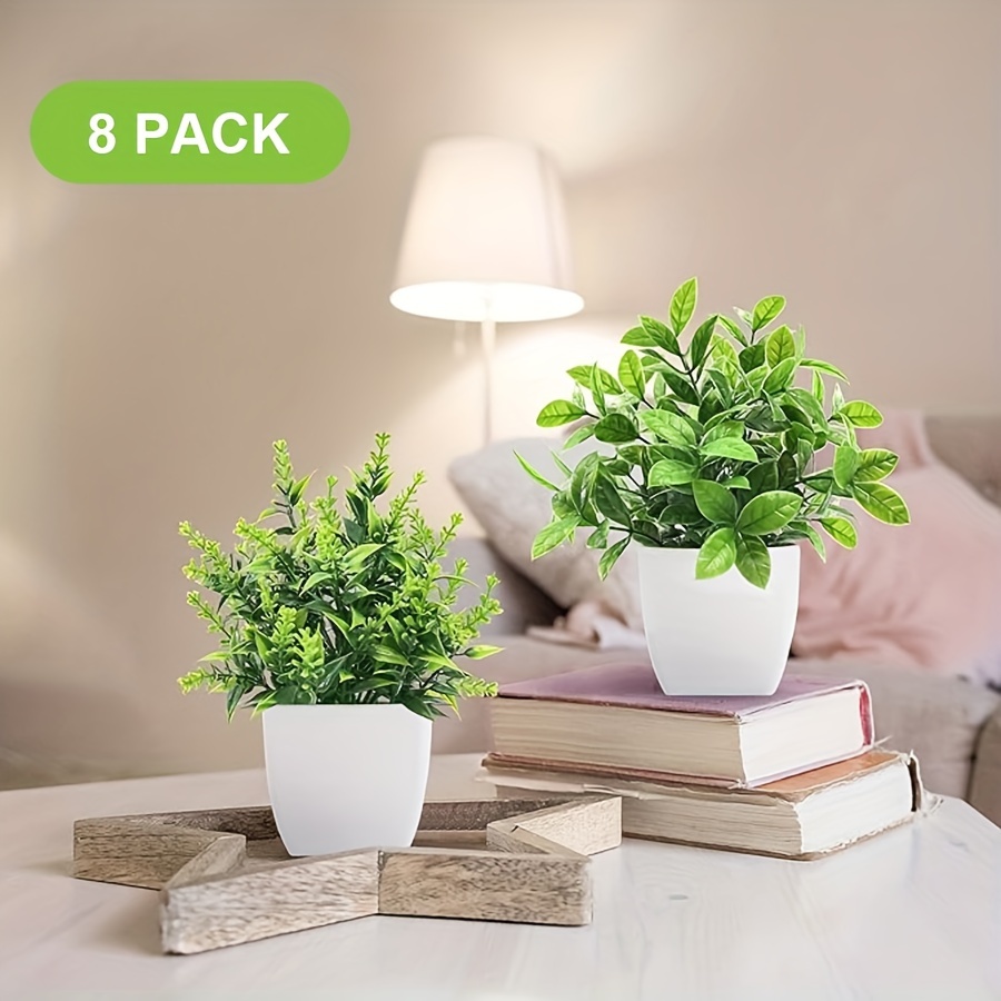 Betylifoy 6 Petites Plantes Artificielles En Pot - Mini Fausses Plantes Eucalyptus Pour Décoration Intérieur Bureau Maison Salle De Bain