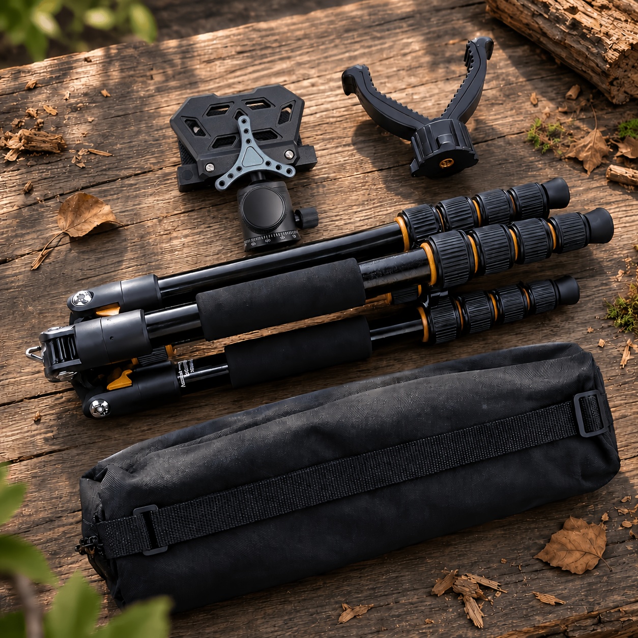 TEMU 1set Heavy Duty Hunting Tripod For Men Outdoor Hunting Enthusiasts Multifunction Stand 5-level Height Adjustable T6063 Aluminum Clamp Head