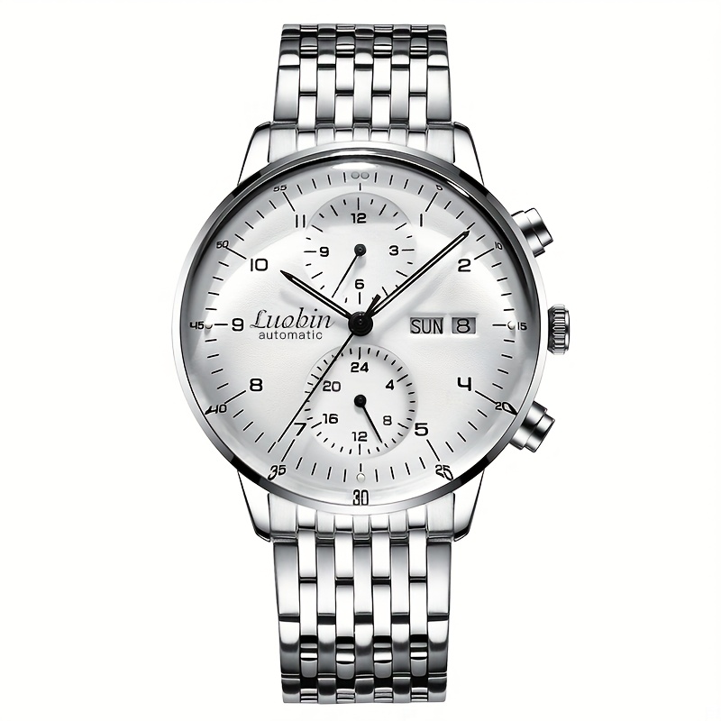 E-shop Herrenuhr, vollautomatisches mechanisches Uhrwerk, Edelstahlmaterial, Leuchtfunction, Kalender, 30-Meter Wasserdichtigkeit, ultradünnes Design,