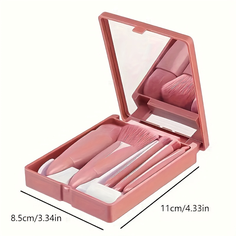 a set of five elegant makeup brush sets with mirrors mini multi function makeup brushes your necessary beauty tools foundation make up brushes eye shadow brushes powder blusher brushes travel sets gifts for friends   lovers details 6