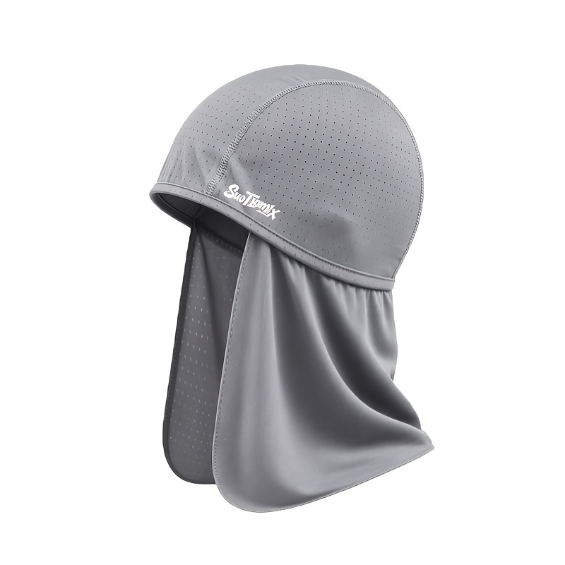TEMU Suotlomlx Men's Outdoor Cycling Brimless Hat With Liner - Quick-dry Breathable Adjustable Headband, Extended Neck Coverage Shawl Suitable For