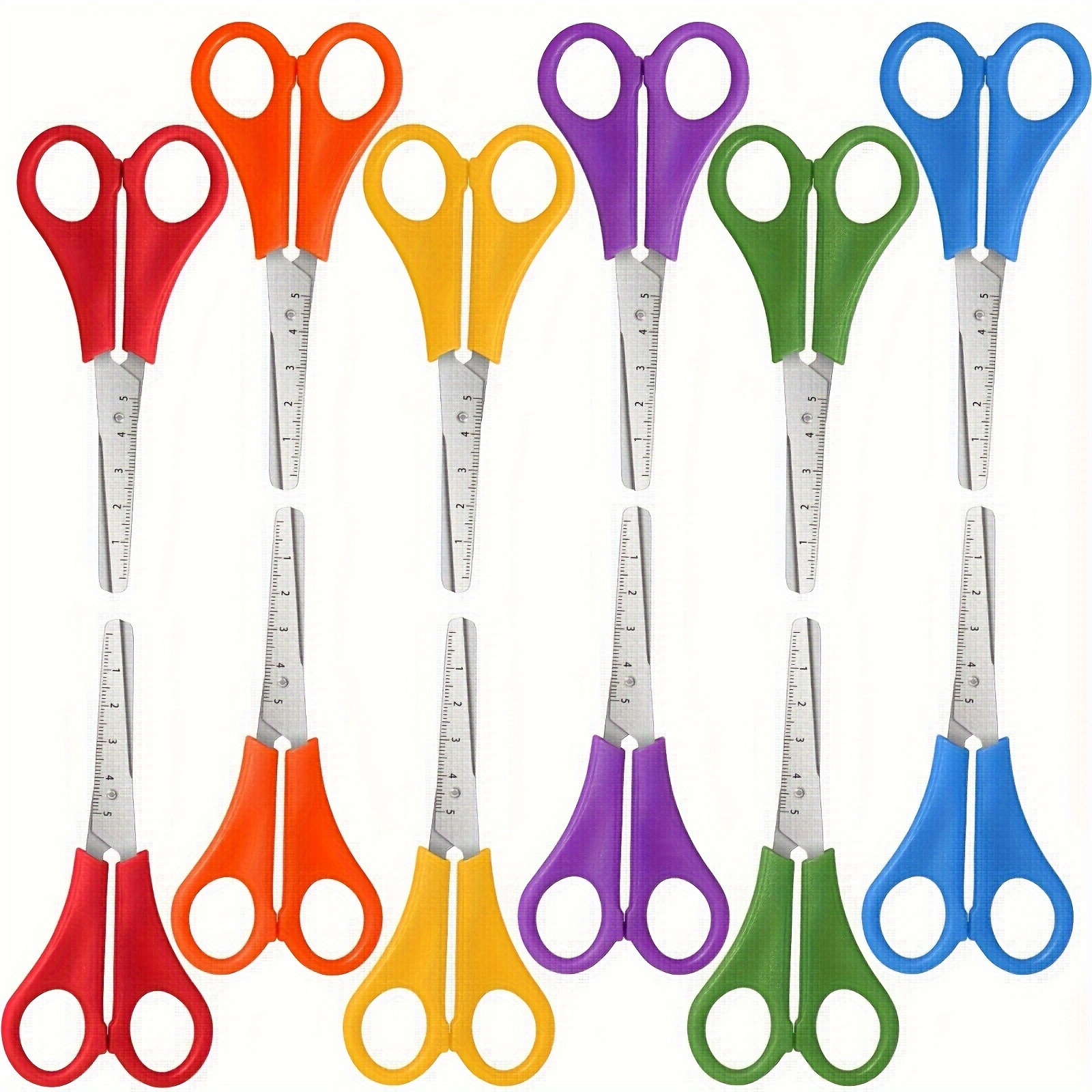 

12pcs Safety Scissors Set, 5" Tip, Ideal For School & Crafts - Assorted Colors