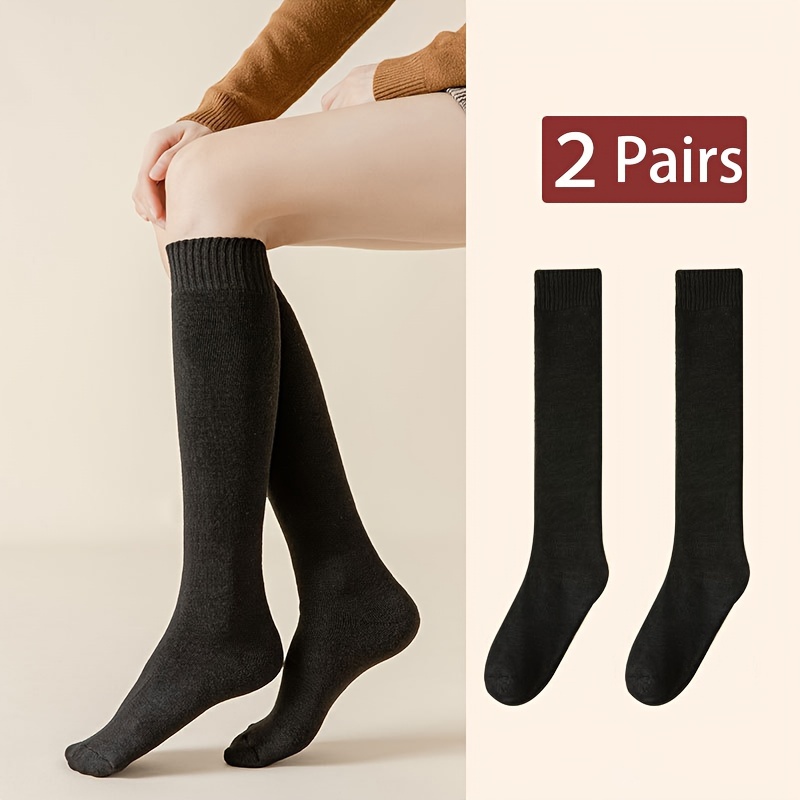 TEMU Women's Winter Socks - Thick Warm Over-the-knee Length, Solid Color Machine Washable - Cozy Luxury Christmas Holiday Birthday Gift For Her,