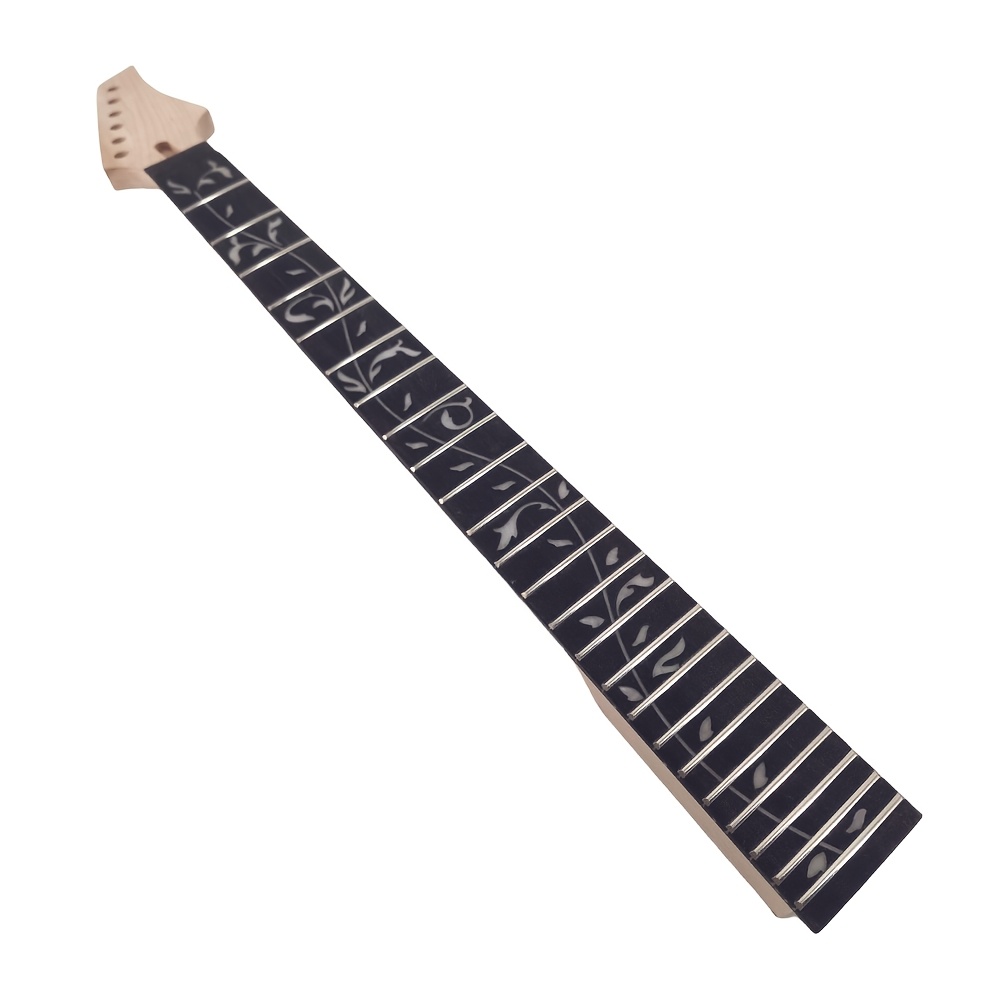 Image of Wuqimusc 24 Fret 25.5 Inch Maple Guitar Neck Replacement Vine Inlay Guitar Parts Guitar New