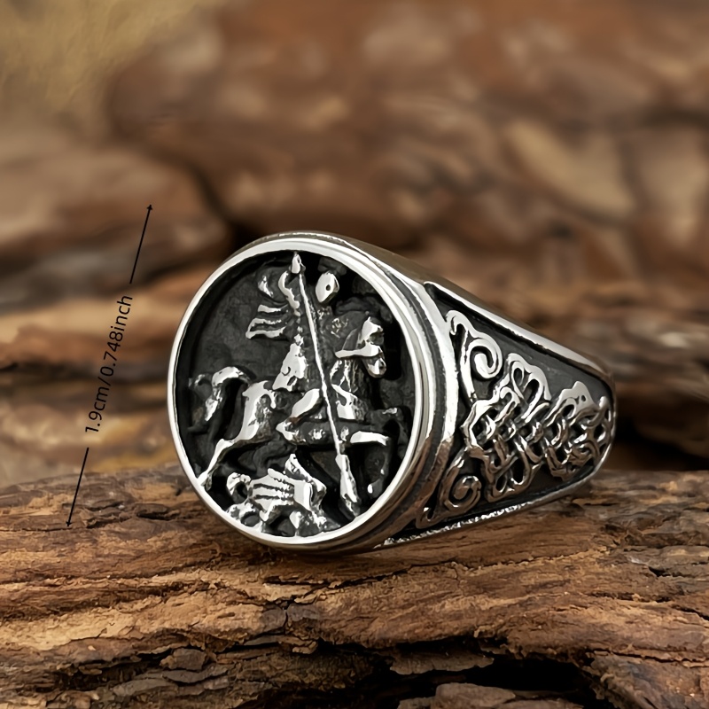 Stainless Steel Celtic Knot Horse Ring for Men