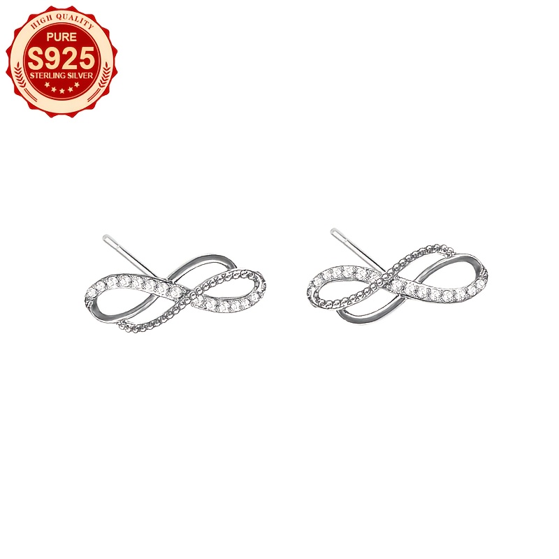 Women's S925 Silver Double Infinity Symbol Stud Earrings