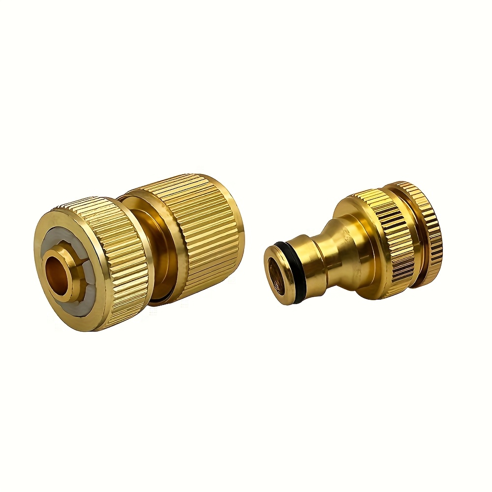 Set Of 2 Quick Connectors For Hoses, With Eu For Garden Taps, Made Of Aluminum Material, Designed For Easy Connection Of Garden Hoses, Compatible With 1/2 And 3/4 Inch Hose Fittings