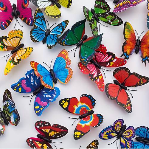 50 100pcs vibrant artificial butterflies colorful plastic decorations for hats slippers and diy crafts room wall art
