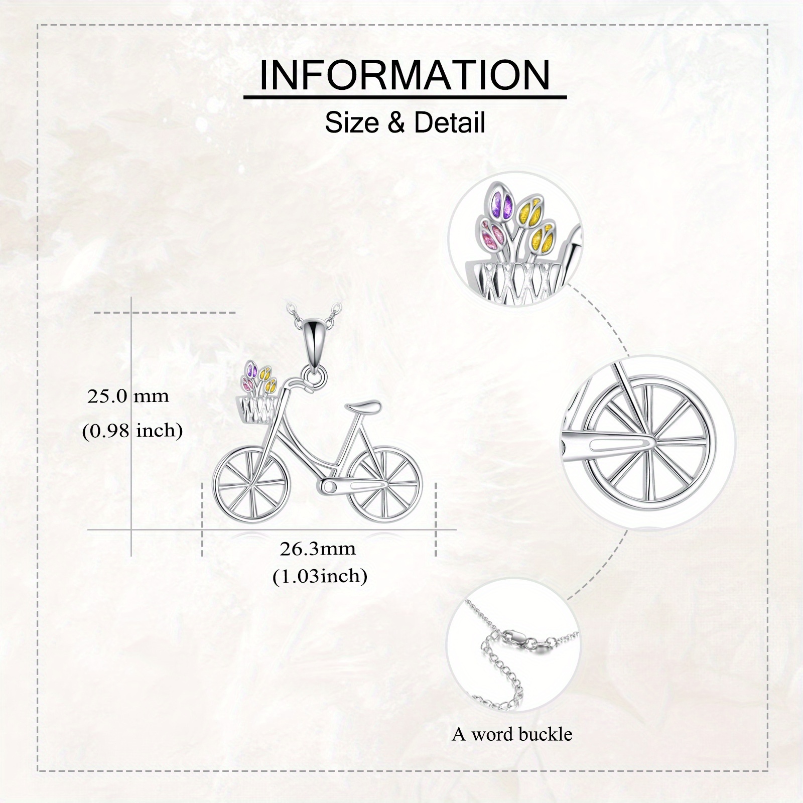 Women's 925 Sterling Silver Bicycle Pendant Necklace