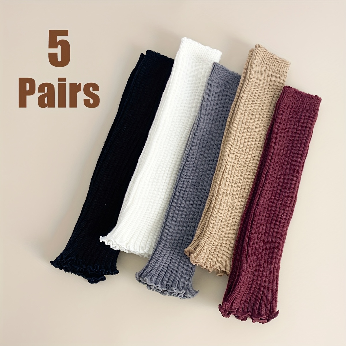 5 Pairs Girls' Leg Warmers, Baby Toddler Socks Children'-color Slouchy Calf Warmers, Suitable For