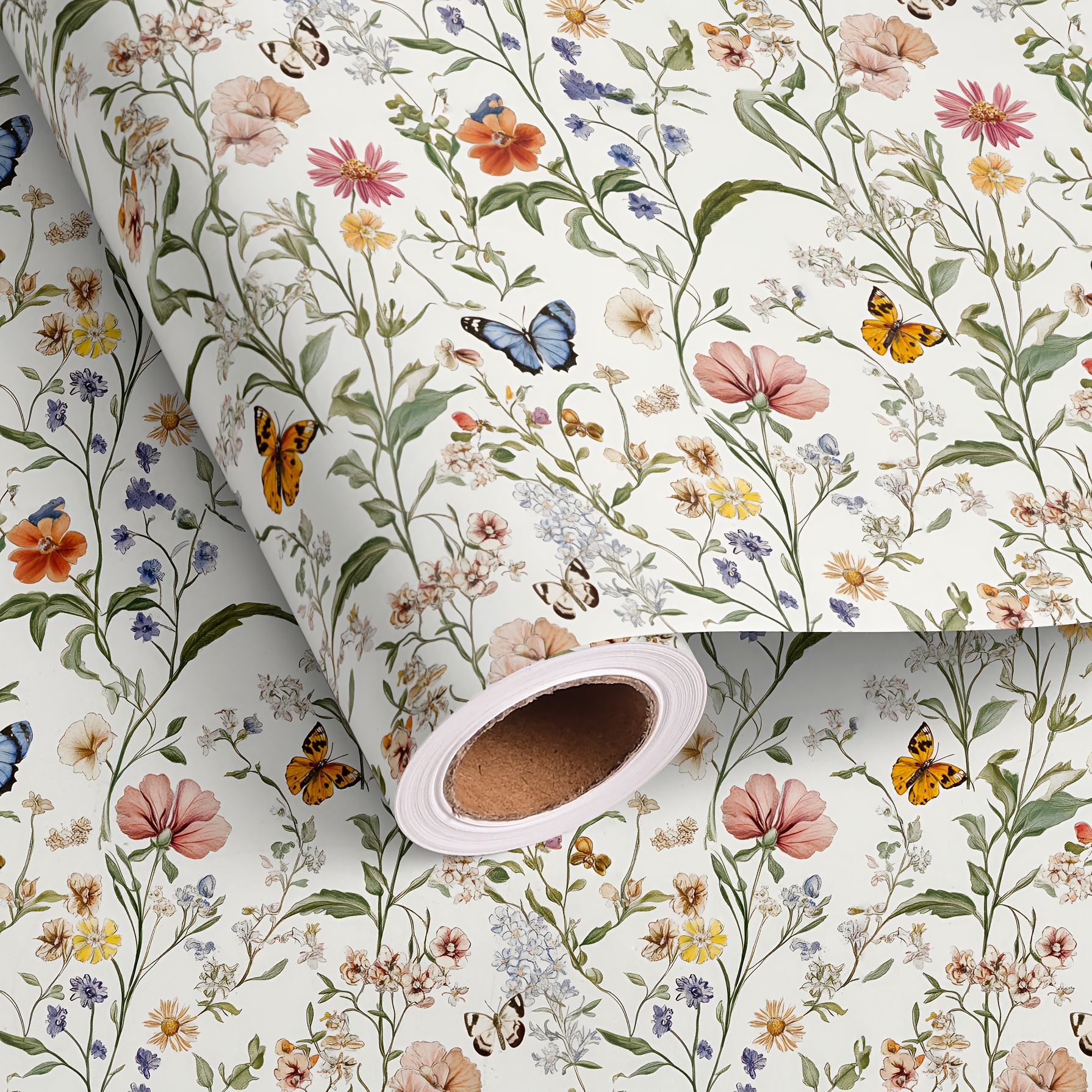Image of 1 Roll Wrapping Paper Roll For Women Men - Spring Vintage Floral Print Holiday Gift Wrap For Summer Mothers Day Easter Birthday Total 28.5sq.ft