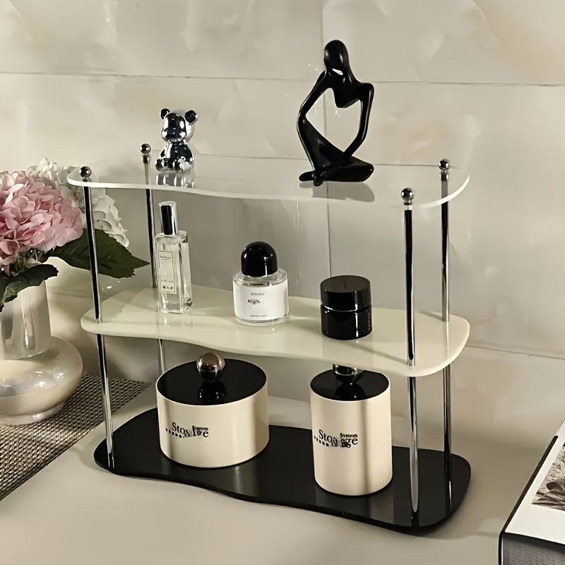 

1pc Acrylic Makeup Storage Organizer, Cosmetic Display Storage Rack, Bathroom Countertop Shelves, Bathroom Vanity Tray For Perfumes, Makeups, Toiletries , Bathroom Accessories, Home Decor