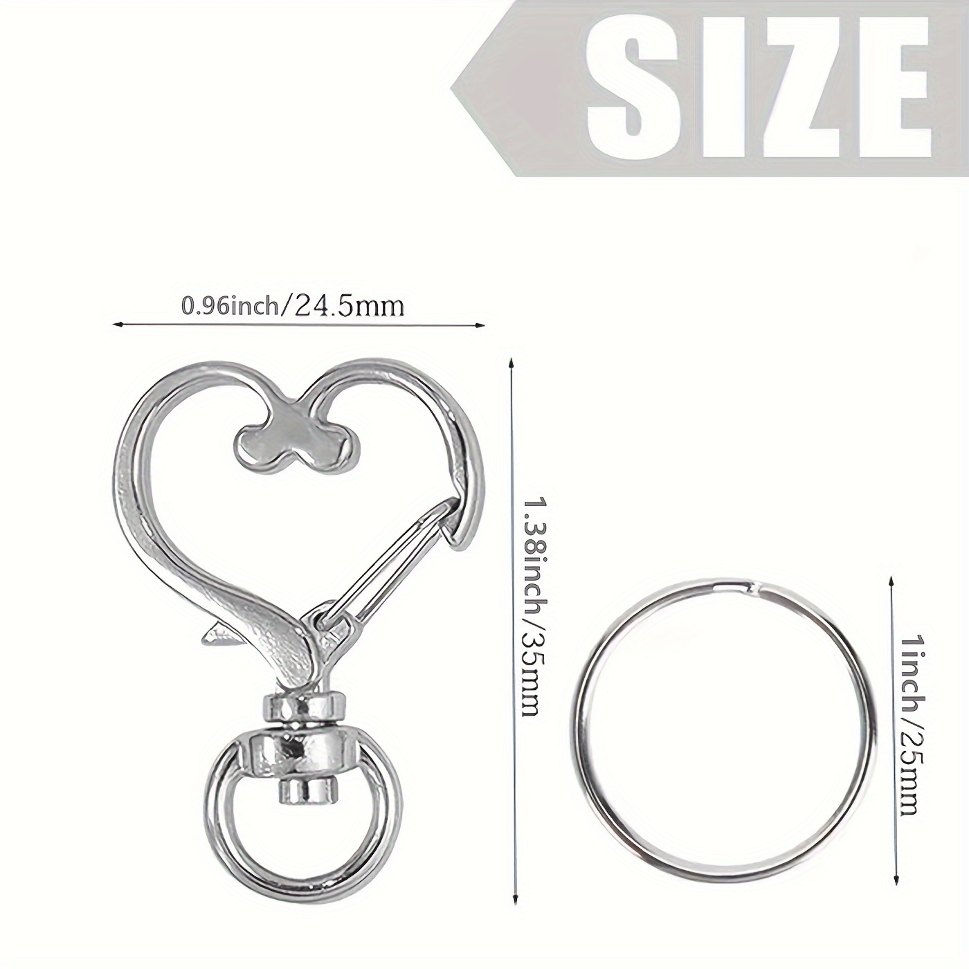 a set of 40 heart shaped rotating hook clasps with key rings colorful   clasps suitable for diy crafts jewelry lanyards and accessories zinc alloy   clasps with split rings in   details 1